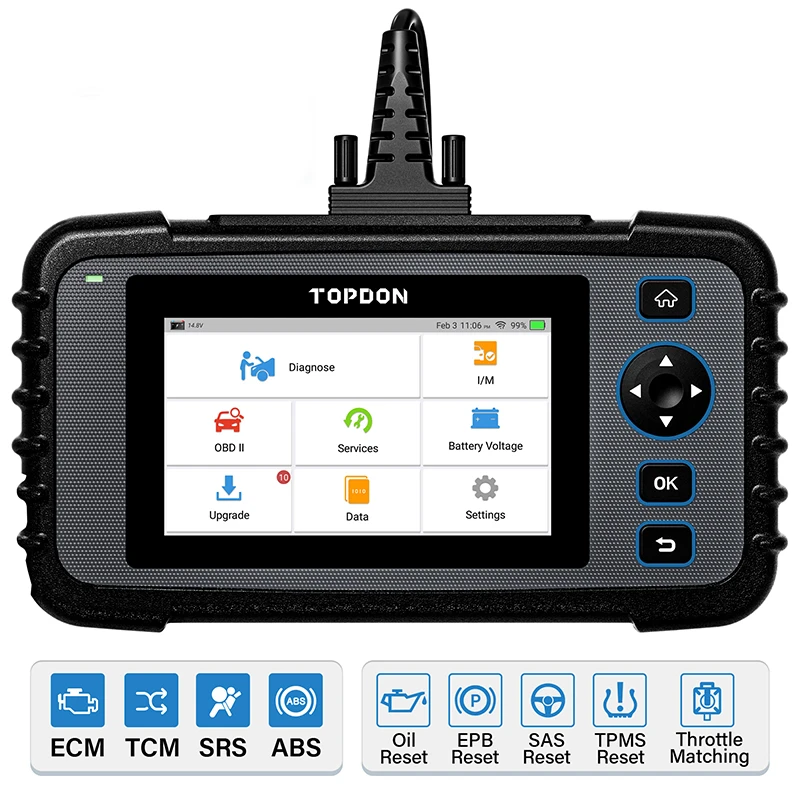 Topdon Auto Car Diagnostic Tool For Car OBD2 Scanner Full System Code Reader ECM/TCM/SRS/ABS CAN Diagnostic Tools Artidiag600