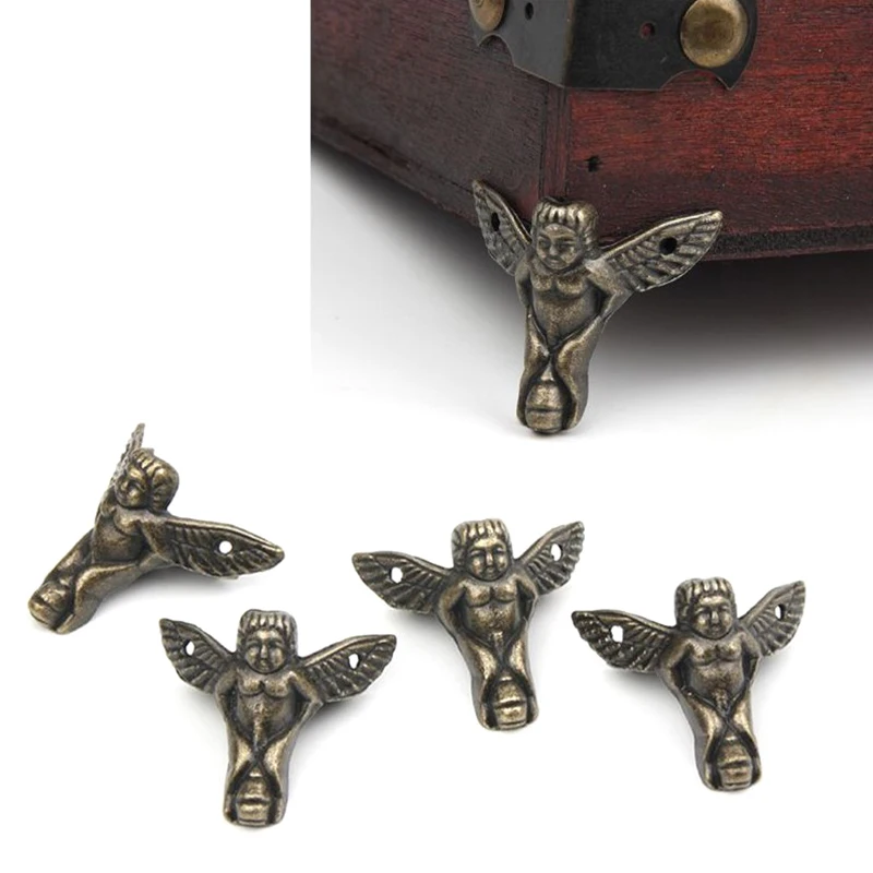 

4pcs 30*27mm Corner Bracket Wood Box Case Feet Leg Corner Protector Decorative Bracket Antique Bronze Furniture Hardware