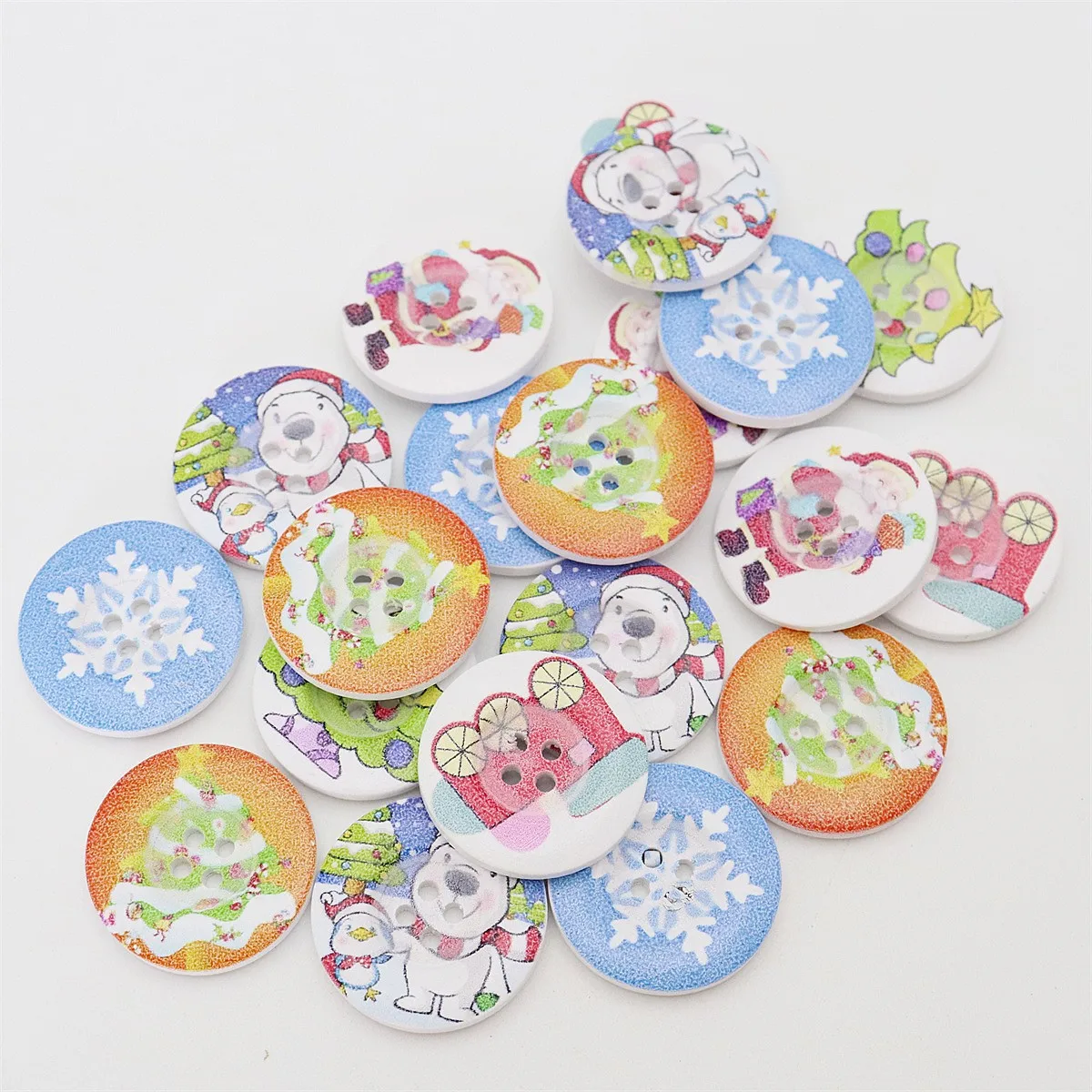 20 шт. 30 мм большие деревянные смешанные рождественские пуговицы круглые Швейные