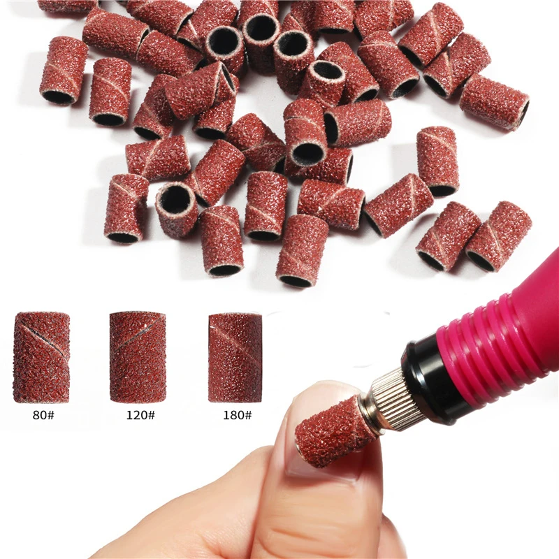 50Pcs Electric Nail Art Sanding Bands UV Gel Removal Drill Bit Accessories #80 #120 #180 Sand Circle Manicure Tool - купить по