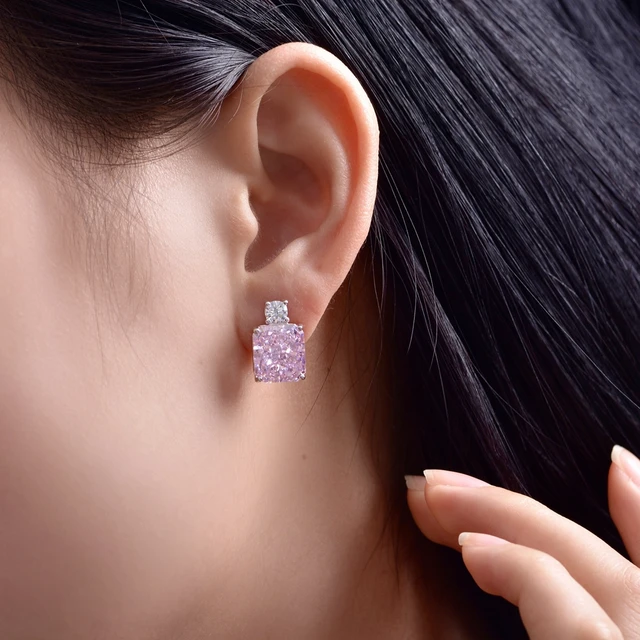 Ice Crushed Cut Lab Sapphire - High Carbon Diamonds Gemstone Earrings 6