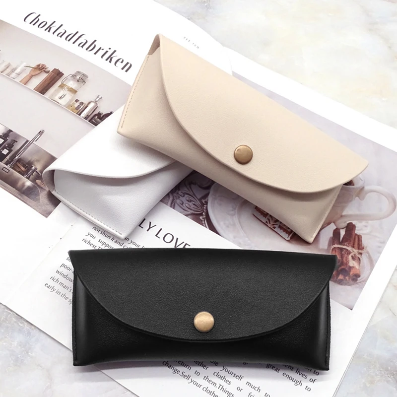 

Retro Black Soft Leather Glasses Case Portable Unisex Solid Color Eye Glasses Sunglasses Holder Box Protective Eyewear Storage