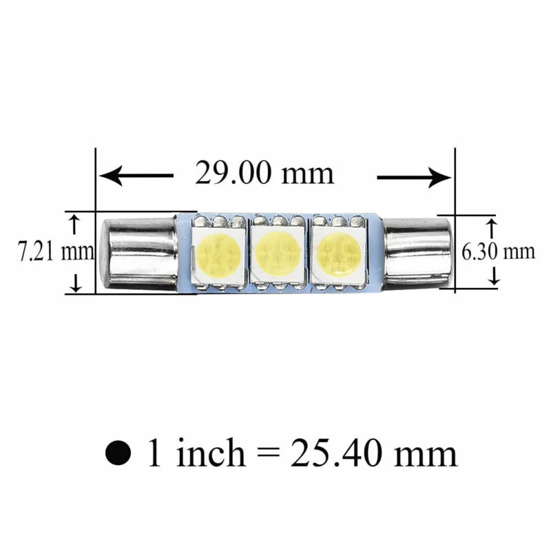 

6X Car LED Lights Sunshade Mirror Lamps Xenon White 5050 3SMD 6641/6614F 12V 6000K LED Bulb Sun Visor Makeup Mirror Fuse Light