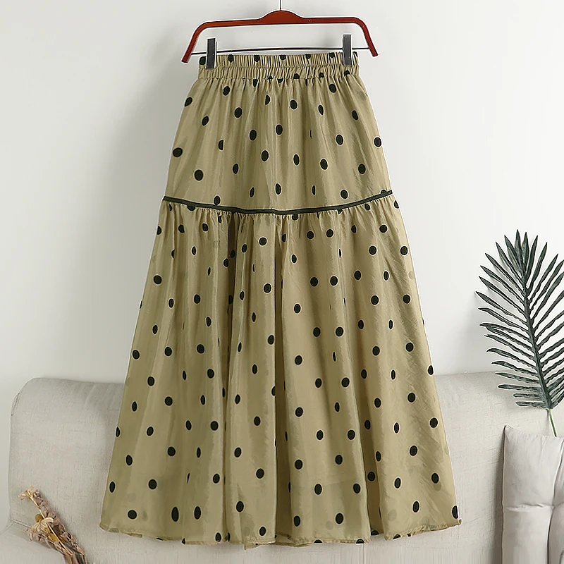 

2023 Новая модная тюлевая юбка в горошек, женская весенне-летняя милая элегантная длинная юбка, женская корейская юбка до середины икры, женск...