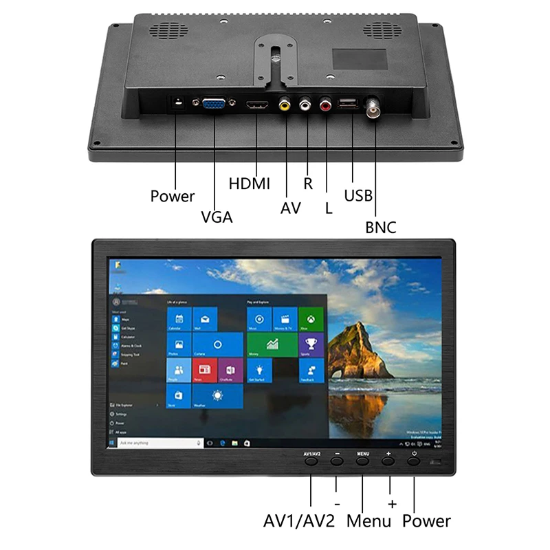 Монитор SIYA с камерой заднего вида для парковки HDMI/VGA/AV/USB/SD TV и ПК 2-канальный