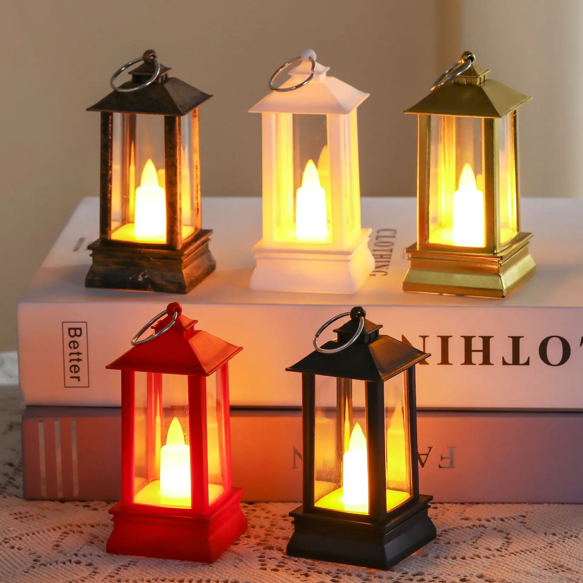 

5pcs Christmas decoration led candle small wind lamp ornaments gift props bar scene layout portable flame lamp crafts decoration