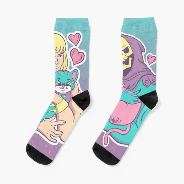 

He Man Is Cat Crew Socks Sports Winter Women Unisex Pattern Cartoon Autumn Short Cute Girls Mens Cotton Comfortable Breathable