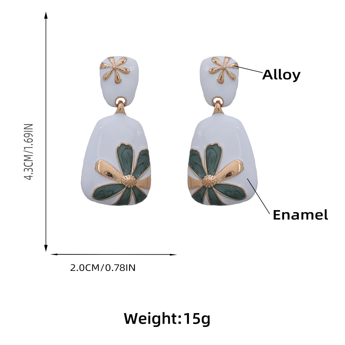 2023 Trendy Summer New Metal Alloy Drop Oil Daisy Square Geometric Earrings for Women Fashion Jewelry Holiday Party Accessories