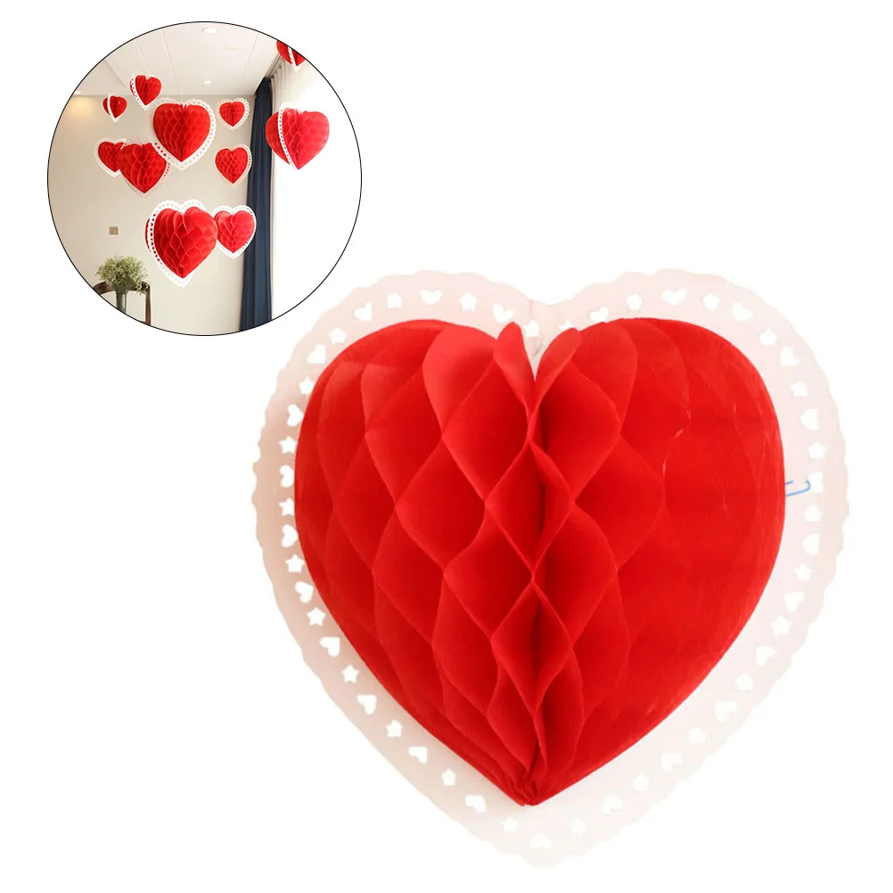 

3D Heart Lantern Hanging Decoration Ornaments for Valentine's Day Wedding Birthday Party 24cm