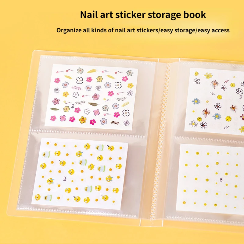 

Nail Art Sticker Storage Album Book Simple 80 Compartment Large Capacity Decal Paper Stamp Organizer Storage Tool Showing Shelf