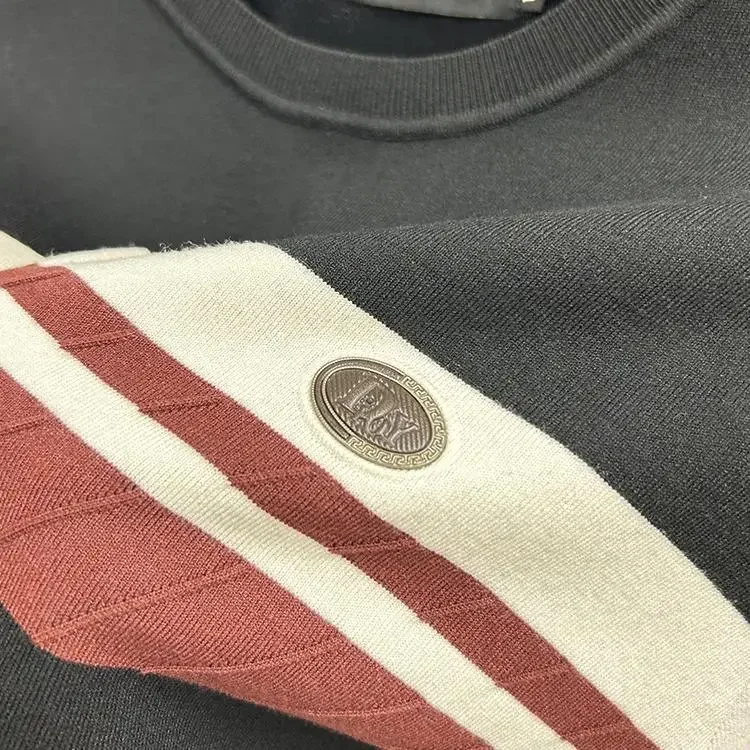 Высококачественный повседневный мужской трикотаж с круглым вырезом полосатый