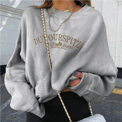 Sweatshirt Women Long Sleeve Sweatshirts Streetwear 2021 New Fashion Autumn Winter Letter Print Pullover Tops