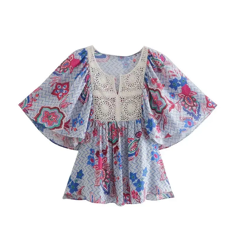 

Женская блузка с круглым вырезом, коротким рукавом