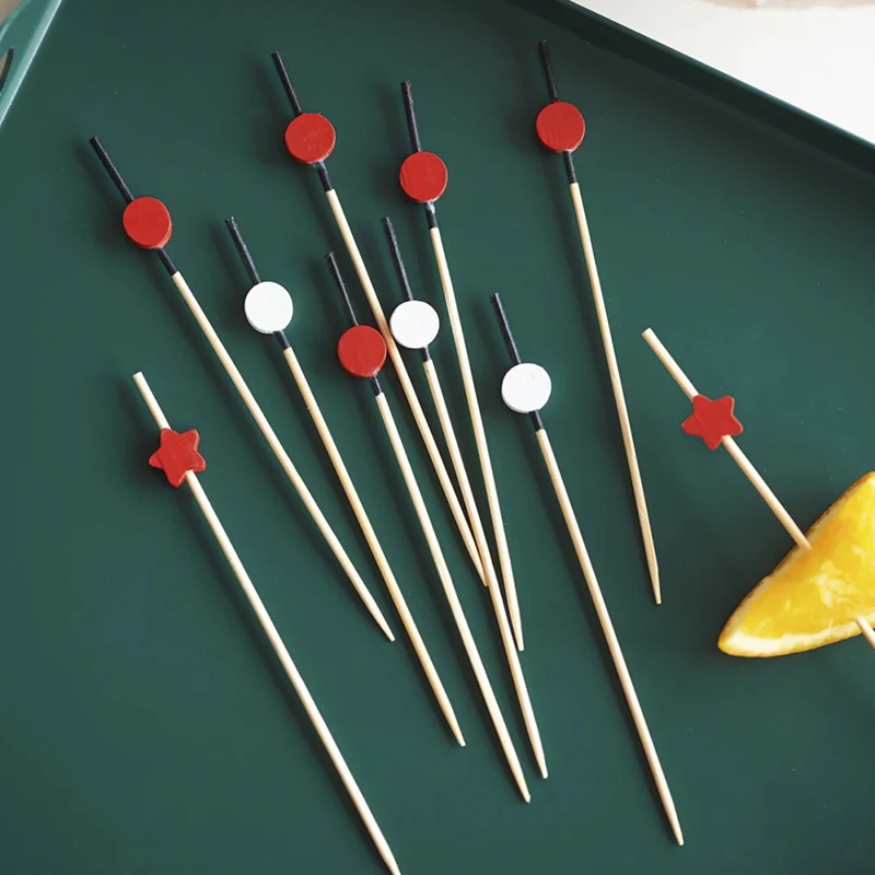 100PCS золотые бусины бамбуковые палочки для фруктов детей коктейль украшения пики