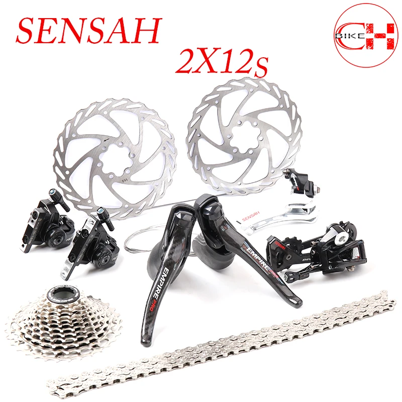 

SENSAH EMPIRE PRO 2X12 24 Speed Road Bike Derailleur Groupset Carbon Shifter Mechanical Disc Brake Bicycle Kit Without Crankset