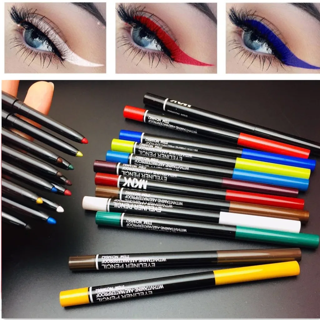 

12Color Eyeliner Liquid Waterproof Eye Liner Pencil Easy To Wear Make Up Matte Eyeliner Blue Red Green White Black Eyliner