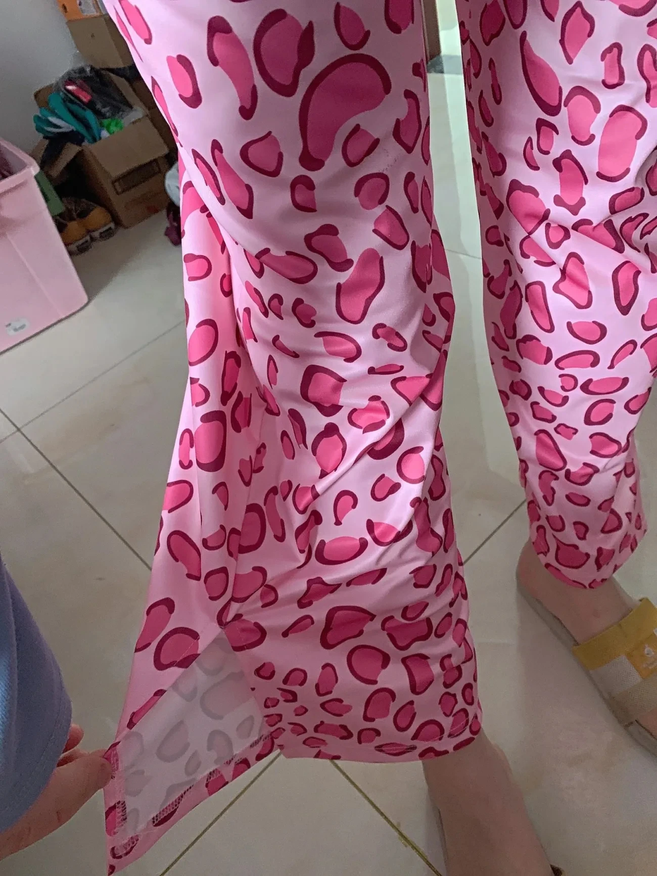 Женские леопардовые брюки с боковым Разрезом