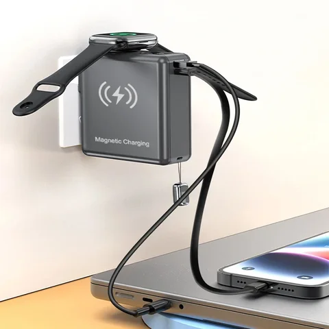 Магнитный внешний аккумулятор емкостью 15000 мАч с вилкой переменного тока, 45 Вт, быстрая беспроводная зарядка, Powerbank для Magsafe для ноутбука, iPhone, iWatch, Xiaomi, Samsung