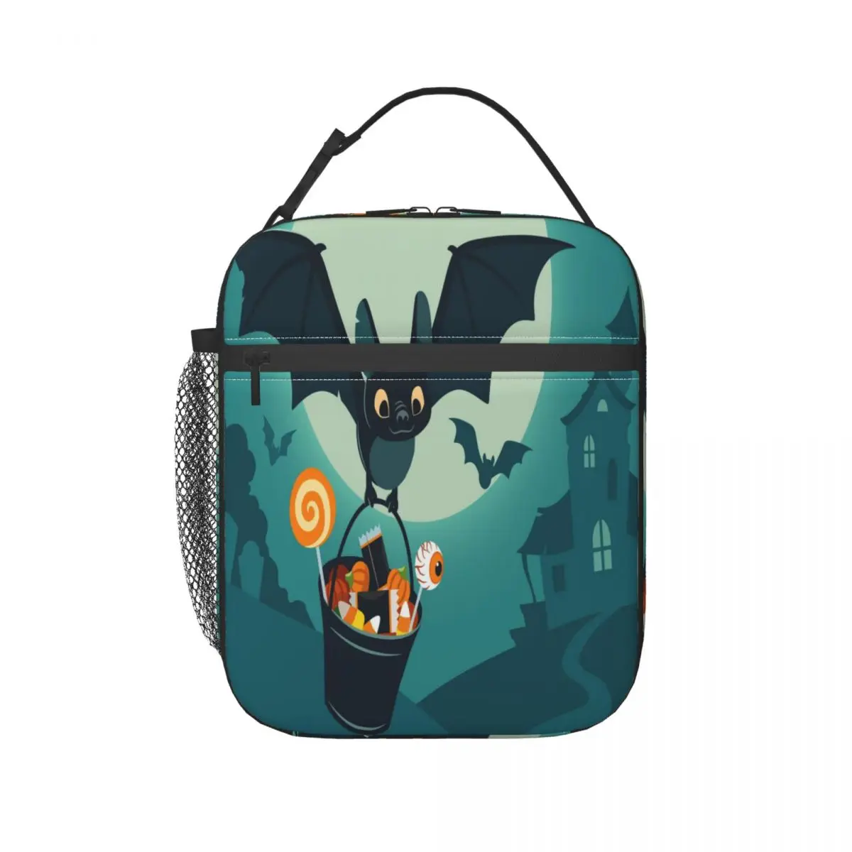 

Lunch Bag Cooler Tote Portable Container School Picnic For Men Women Kids Travel Lunchbox Illustration Nighttime Halloween