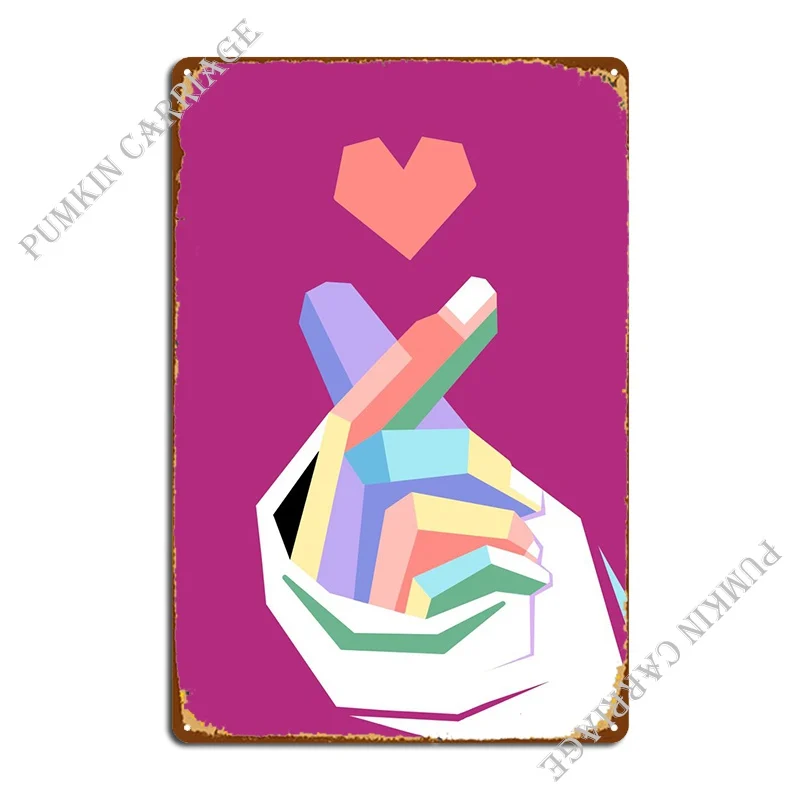 

Kpop Hand Heart Sign Metal Sign Vintage Club Designing Plaques Tin Sign Poster