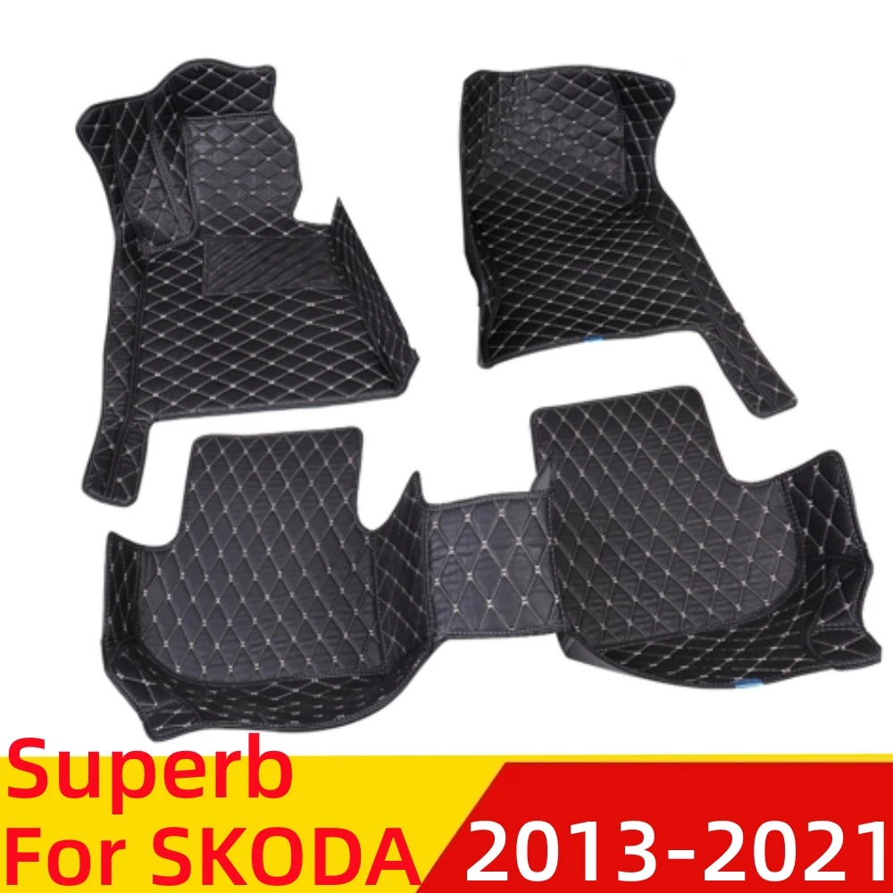 

Car Floor Mats For Skoda Superb 2013 2014-2021 Waterproof XPE Leather Custom Fit Front & Rear FloorLiner Cover Auto Parts Carpet