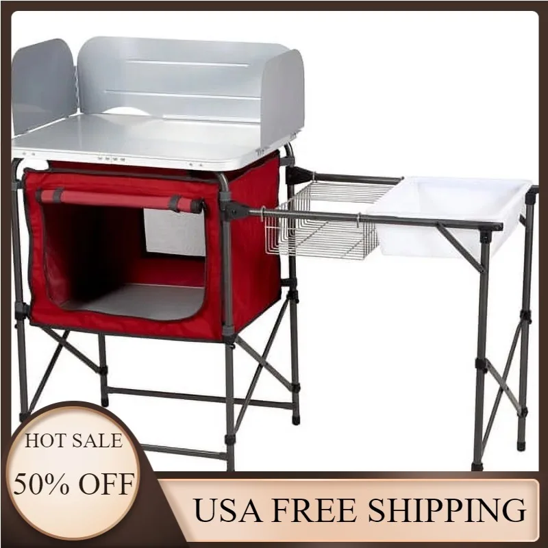 

Кухня кемпинговая Ozark Trail Deluxe, 31 Высота x 13 ширина x 8,25 длина, серебристая и красная