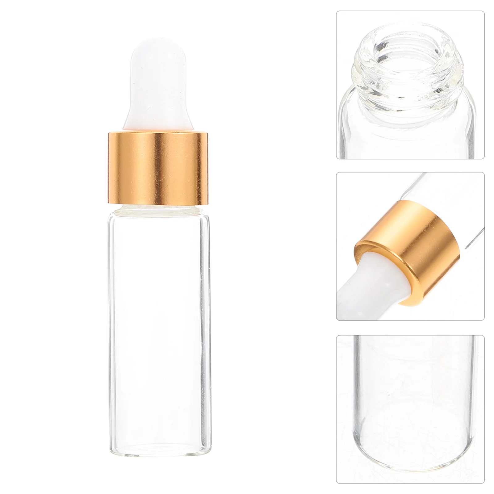 

50Pcs Bottles with Glass Dropper Clear Bottles 5ML DIY Empty Refillable Bottle Craft Aromatherapy Carrier Golden