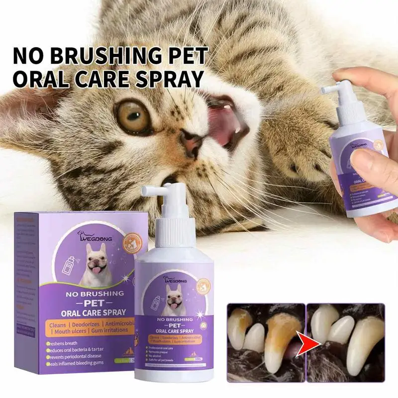 

Pet Oral Cleanse Spray Dogs Cats Teeth Clean Deodorant With Natural Ingredients Odor Eliminating Mouth Care Cleaner Pet Suppies