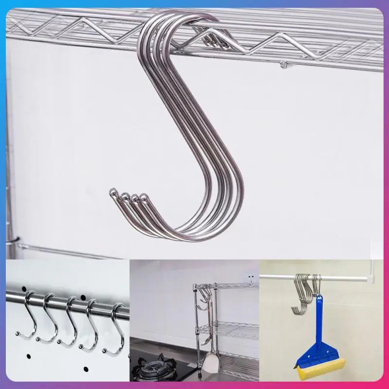 6/7.3/8.4/9.5/11.5cm S-type Hook Stainless Steel Kitchen Storage Holder Hook For Hanging Pans Towels Storage Hanger