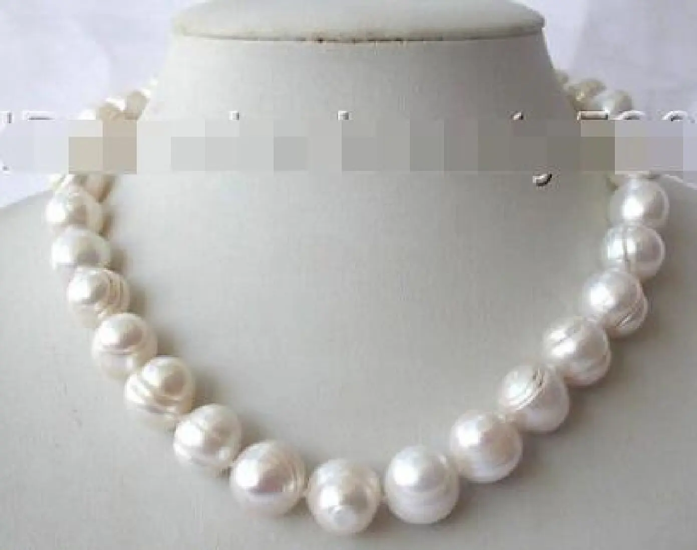 

stunning big 9-10mm round baroque white freshwater cultured pearl necklace