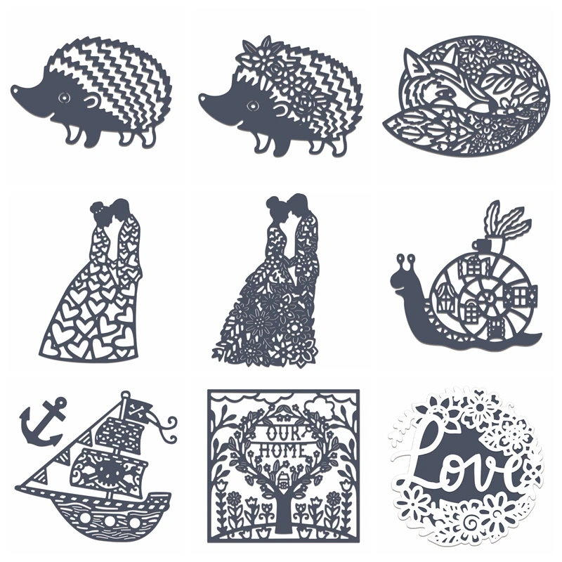 

Hedgehog Lover Flowers Snail Sailing Ship Metal Cutting Dies DIY Scrapbooking Card Photo Album Making Crafts Stencil New 2021