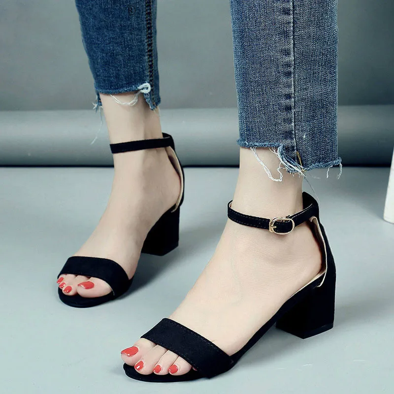 

2020 Summer Women Shoes Gladiator Buckle Strap Cover Heel Fashion Chunky Ladies Sandals For Woman Ankle Strap Footwear