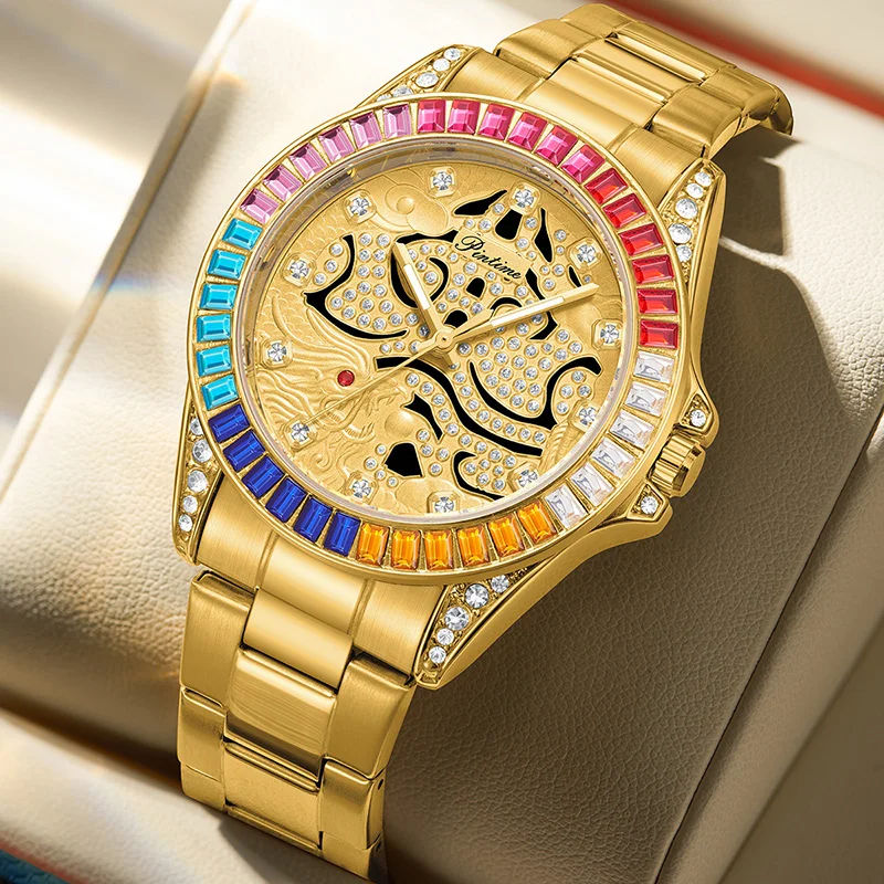Мужские часы Fishion водонепроницаемые цветные бриллиантовые инкрустированные
