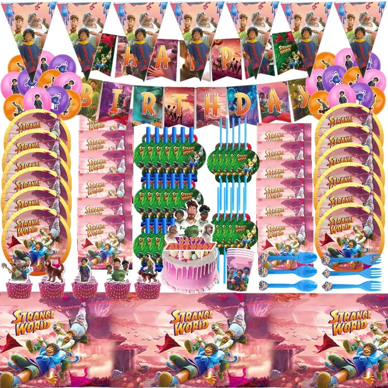 

Disney Strange World Clade Theme Birthday Decoration Supplies Kids Party Paper Cup Plate Home Party Gift Bag Tableware Backdrops