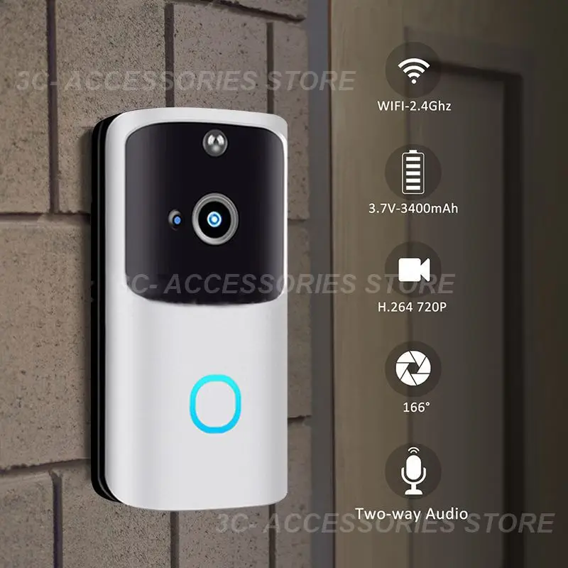 

Серебристый дверной звонок с Wi-Fi и поддержкой ночного умного беспроводного дверного звонка дверной звонок беспроводной видео дверной звонок с шумоподавлением 2,4g