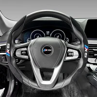 car steering wheel cover black suede leather for bmw x1 x2 x3 x4 x5 x6 x7 m non slip accessories logo car steering wheel cover