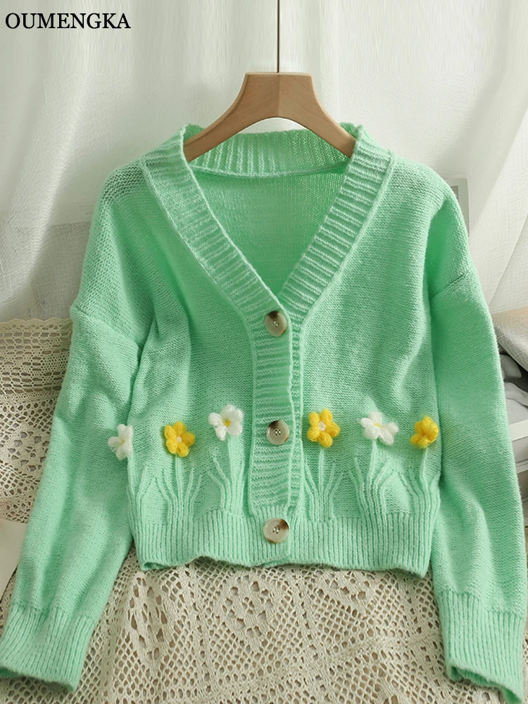 

Короткий кардиган, женский свитер, корейская мода, зеленый вязаный женский однотонный повседневный розовый Теплый свободный жакет с V-образным вырезом, мягкий милый джемпер в стиле ретро