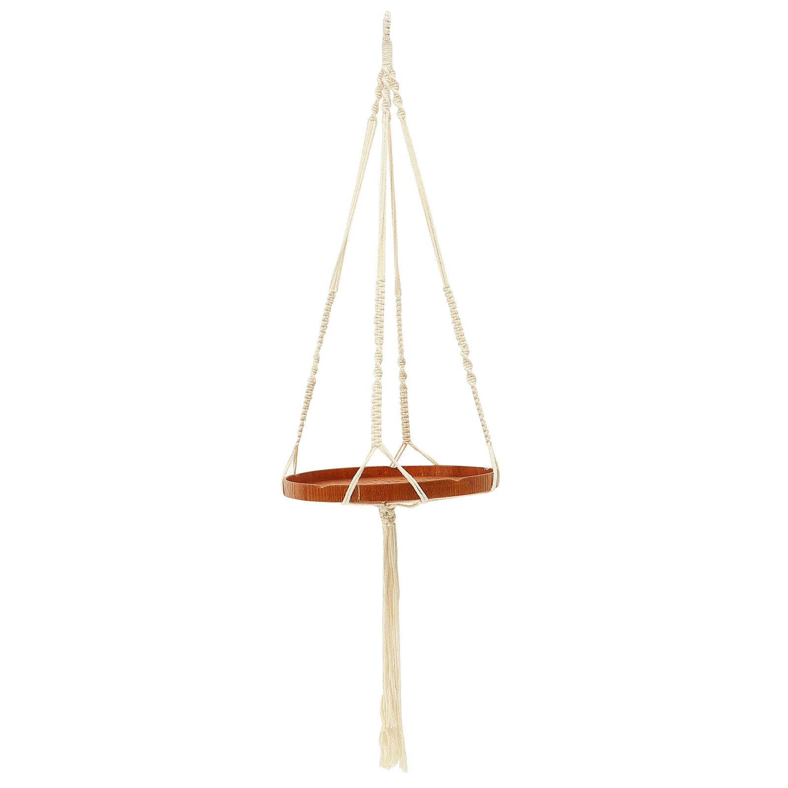 

Planter Hanger Shelf Hanging Macrame Pot Wall Flower Tray Indoor Holder Rack Rustic Cotton Rope Basket
