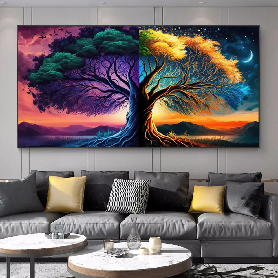 

Large Diy Diamond Painting Full Sqaure Round Diamonds Mosaic Abstract Fantastic Life Colorful Tree Landscape Cross Stitch S1069
