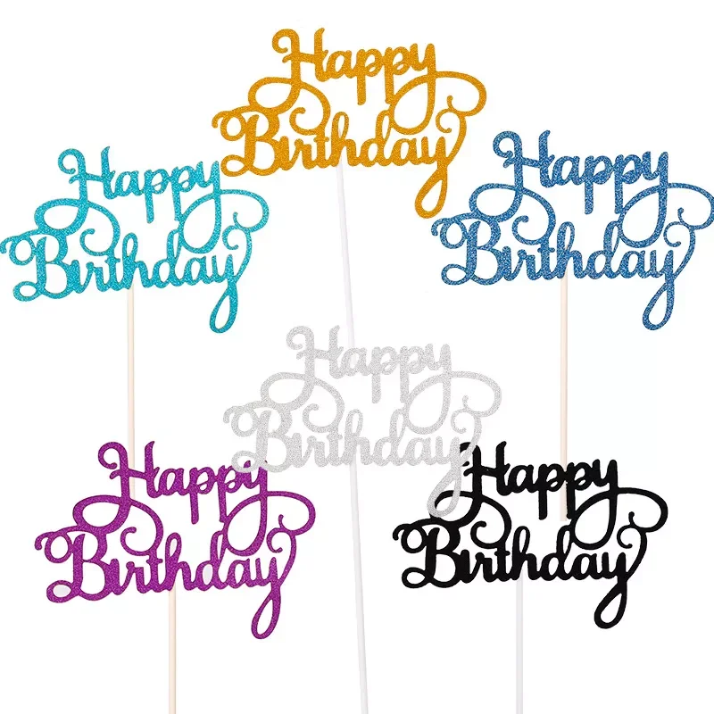 

10/1pcs Cake Decoration Happy Birthday Cake Topper Girl`s Birthday Dessert Decor Sign Cake Topper Sparkle Decoration