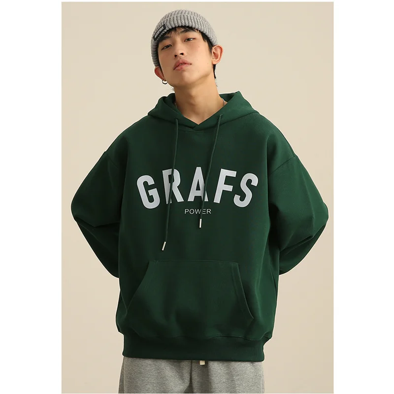 

Men Clothing New Pattern Chaopai Versatile Hooded Grey Sweater Loose Recreational Neutral Pullover Autumn and Winter Female Sex