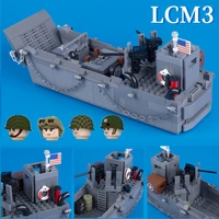 moc military weapons us landing craft ship building blocks ww2 vehicles boat model figures soldier accessories bricks kids toys