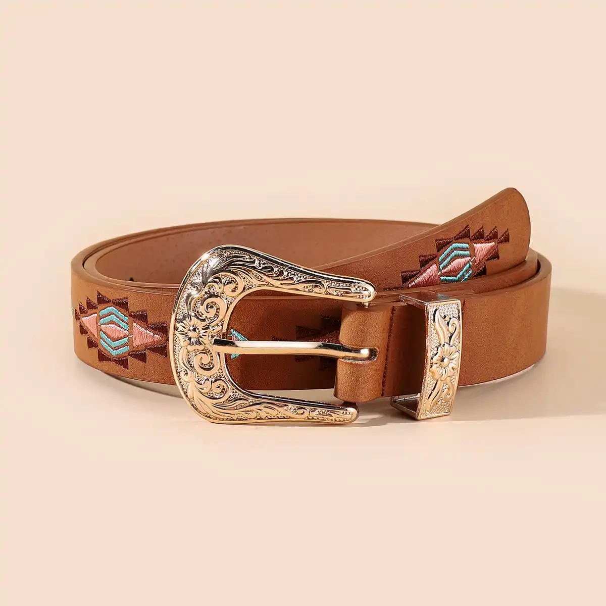 Fashion Classic Western Buckle Embroidery Strap Jeans Belts for Women