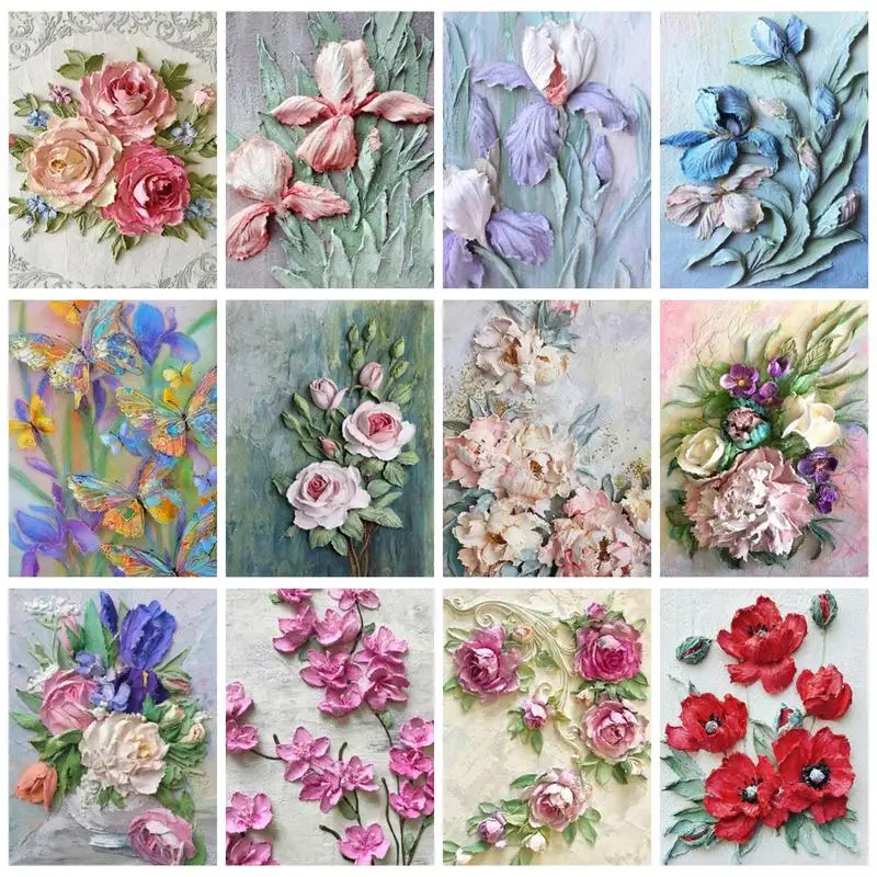 

DIY Oil Painting By Numbers Flowers Coloring Bedroom Living Draw Room Home Kids Room Decoration Handpainted Art Wall Unique Gift