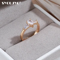syoujyo new simple natural zircon rings for women 585 rose gold luxury bride wedding jewelry easy matching korea daily rings