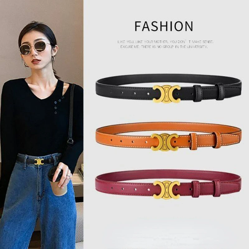 

Arc De Triomphe Women's Genuine Leather Belt Pure Cowhide Versatile Jeans Decorative Belt Simple INS Belt ce Women line