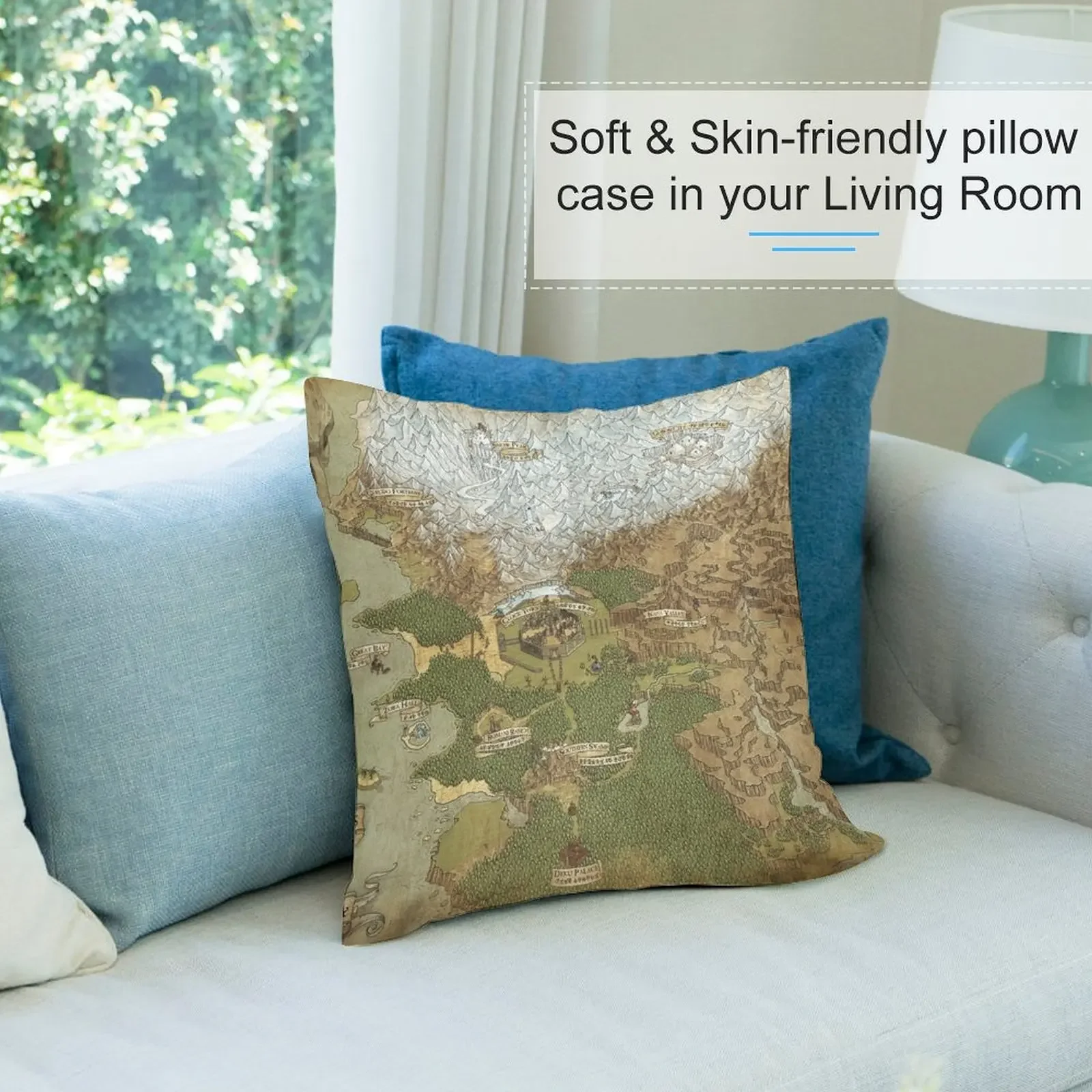 Пейзаж Термина - карта Giclée декоративная подушка детская для домашнего декора