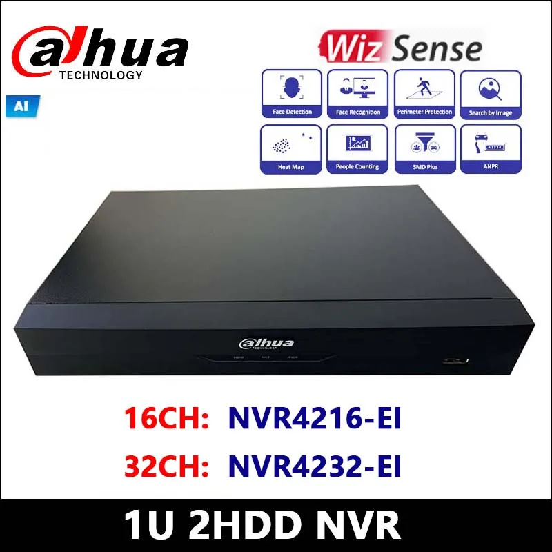Dahua NVR4216-EI &amp NVR4232-EI 16ch/32ch 1U 2HDDs WizSense поддержка AI через сетевой видеорегистратор и
