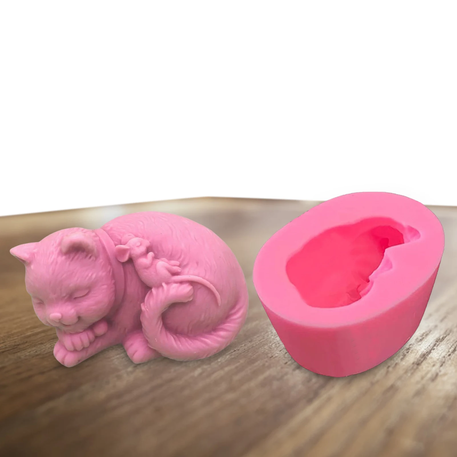 

3D Sleeping Cat Molds Silicone Sleeping Kitten Mice Soap Mould Pet Cats Gumpaste Cake Chocolate Mold Handmade Plaster Resin