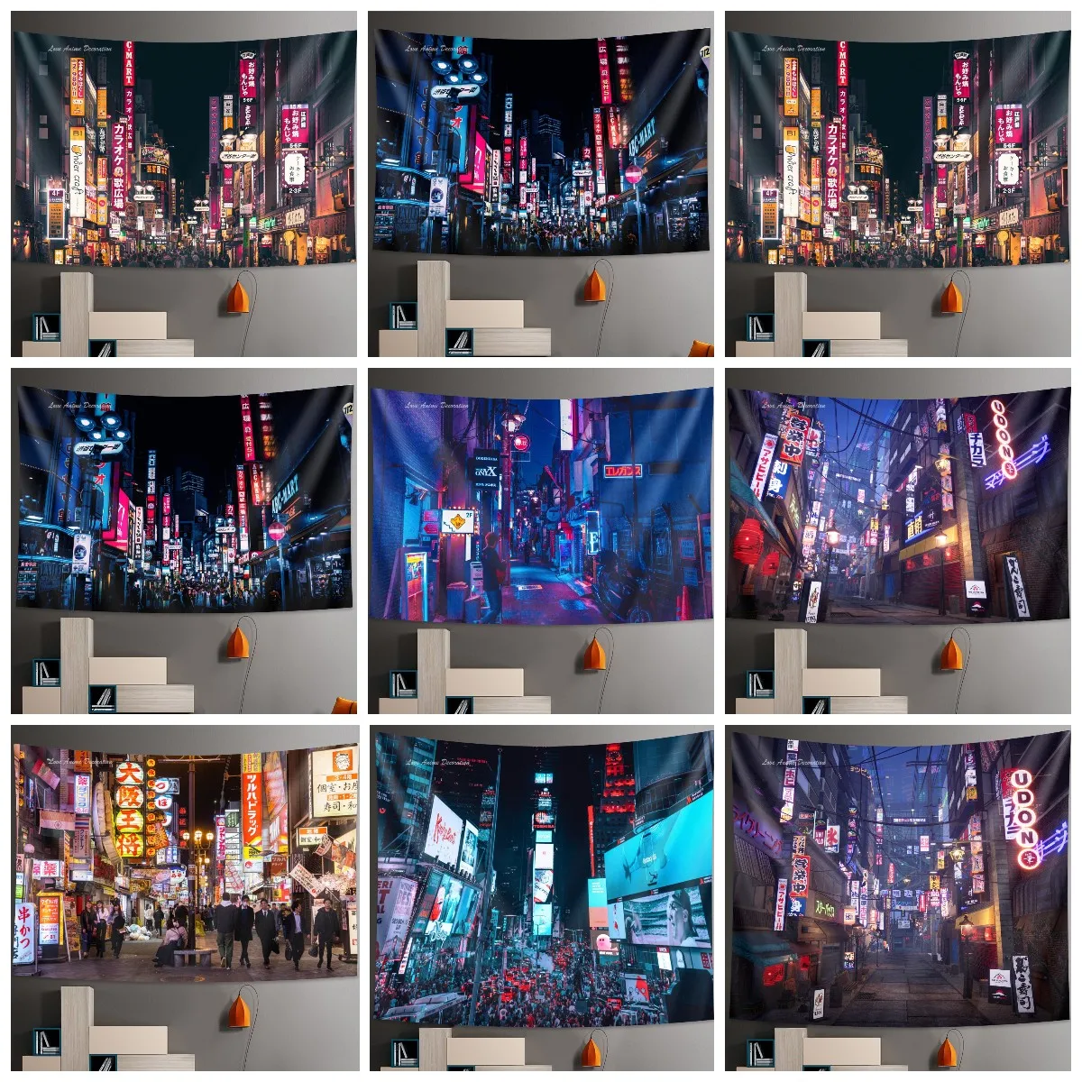 

Настенный гобелен с рисунком в виде столичной ночной жизни в Токио